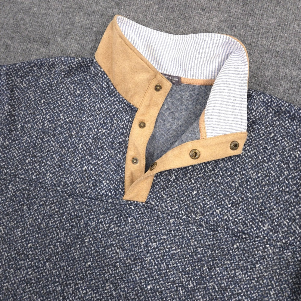 Southern Marsh Cascade Herringbone Pullover Mens L Washed Navy Fleece Sweater - Picture 2 of 8